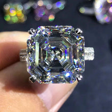 Load image into Gallery viewer, 10 Carat Asscher cut Moissanite Ring Vivid Yellow VVS Hidden Halo