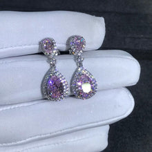 Load image into Gallery viewer, 3 Carat Pear Cut Pink Halo Moissanite Dangling Earrings
