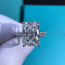 Load image into Gallery viewer, 6 Carat Radiant Cut Moissanite Ring Vivid Yellow VVS 4 Claw Basket Bead-set