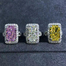 Load image into Gallery viewer, 6 Carat Radiant Cut Moissanite Ring Vivid Yellow VVS Halo Infinity Shank