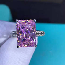 Load image into Gallery viewer, 6 Carat Radiant Cut Moissanite Ring Vivid Yellow VVS 4 Claw Basket Bead-set