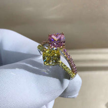 Load image into Gallery viewer, 3 Carat Pink Cushion Cut Two Stone Basket Split Shank VVS Moissanite Ring