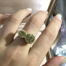 Load image into Gallery viewer, 5 Carat Round Cut Moissanite Ring Vivid Yellow VVS 2 Stone Double Floating Halo
