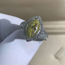 Load image into Gallery viewer, 1 Carat Marquise Moissanite Ring Vivid Yellow VVS Floating Double Halo Split Shank