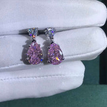 Load image into Gallery viewer, 4 Carat Pear Cut Pink VVS Moissanite Drop Earrings