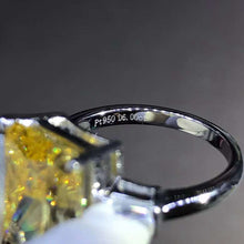 Load image into Gallery viewer, 6 Carat Elongated Cushion Cut Moissanite Ring Vivid Yellow VVS 3 Stone