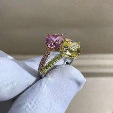 Load image into Gallery viewer, 3 Carat Pink Cushion Cut Two Stone Basket Split Shank VVS Moissanite Ring