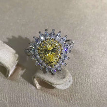 Load image into Gallery viewer, 1 Carat Pink Pear Cut Double Halo Starburst Bead-set Moissanite Ring