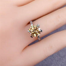 Load image into Gallery viewer, 2 Carat Round Cut Moissanite Ring Snowflake Heart Prong VVS Yellow
