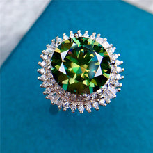 Load image into Gallery viewer, 5 Carat Green Round Cut Double Halo Star Burst Certified VVS Moissanite Ring