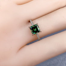 Load image into Gallery viewer, 1 Carat Green Asscher Cut 4 Prong Square French Pave Certified VVS Moissanite Ring