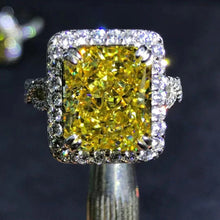 Load image into Gallery viewer, 6 Carat Radiant Cut Moissanite Ring Vivid Yellow VVS Halo Infinity Shank