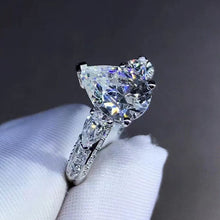 Load image into Gallery viewer, 2 Carat Pink Pear Cut Three Stones Basket Bead-set Moissanite Rings