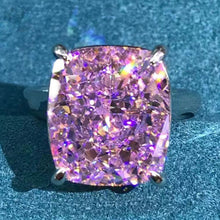 Load image into Gallery viewer, 12 Carat Cushion Moissanite Ring Vivid Yellow VVS 4 Claw Cathedral Basket Solitaire
