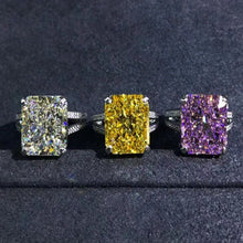 Load image into Gallery viewer, 6 Carat Radiant Cut Moissanite Ring Vivid Yellow VVS 4 Prong Bead-set Split Shank
