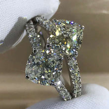 Load image into Gallery viewer, 3 Carat Cushion Cut Moissanite Ring Vivid Yellow VVS Two Stone Split Shank