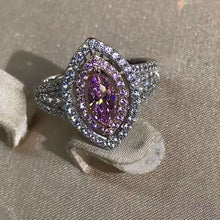 Load image into Gallery viewer, 1 Carat Marquise Moissanite Ring Vivid Yellow VVS Floating Double Halo Split Shank