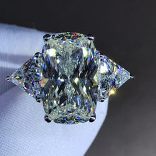Load image into Gallery viewer, 6 Carat Elongated Cushion Cut Moissanite Ring Vivid Yellow VVS 4 Claw Basket Bead-set