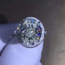 Load image into Gallery viewer, 8 Carat Oval Cut Moissanite Ring Vivid Yellow VVS Halo Bead-set Cathedral