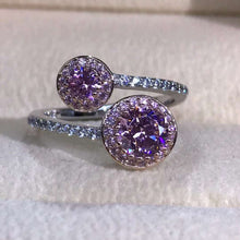 Load image into Gallery viewer, 1.5 Carat Pink Round Cut Bypass Two-tone Thin Band VVS Moissanite Ring