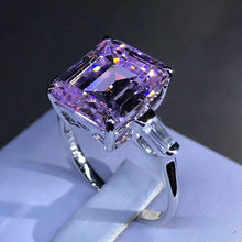 Load image into Gallery viewer, 5 Carat Emerald Cut Moissanite Ring Vivid Yellow VVS Three Stone Basket