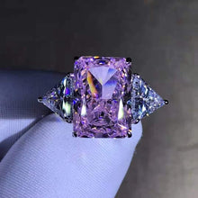 Load image into Gallery viewer, 6 Carat Radiant Cut Moissanite Ring Vivid Yellow VVS 4 Claw Three Stone