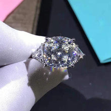 Load image into Gallery viewer, 6 Carat Cushion Cut Moissanite Ring Vivid Yellow VVS Three Stone Cathedral Bead-set
