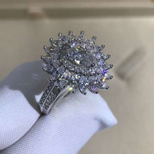 Load image into Gallery viewer, 1 Carat Pear Cut Moissanite Ring Vivid Yellow VVS Double Halo Starburst Bead-set