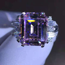 Load image into Gallery viewer, 8 Carat Emerald Cut Moissanite Ring Vivid Yellow VVS Double Prong 11 Stone Split Shank
