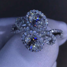 Load image into Gallery viewer, 1 Carat Pink Oval Cut Bypass Bead-set Floating Halo Twisted Pave VVS Moissanite Ring