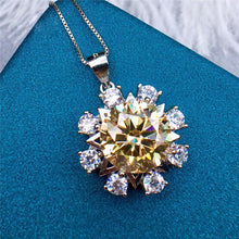 Load image into Gallery viewer, 5 Carat Yellow Round Cut Snowflake Pendant Certified VVS Moissanite Necklace