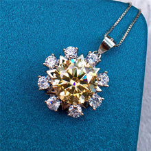 Load image into Gallery viewer, 5 Carat Yellow Round Cut Snowflake Pendant Certified VVS Moissanite Necklace