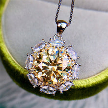 Load image into Gallery viewer, 5 Carat Yellow Round Cut Snowflake Two-tone Certified VVS Moissanite Necklace