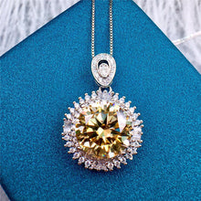 Load image into Gallery viewer, 5 Carat Yellow Round Cut Snowflake Certified VVS Moissanite Necklace