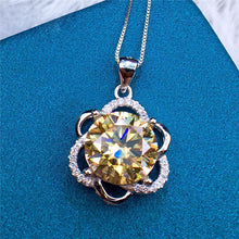Load image into Gallery viewer, 5 Carat Yellow Round Cut Halo Rose Pendant Certified VVS Moissanite Necklace