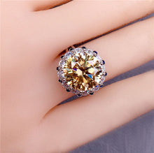 Load image into Gallery viewer, 5 Carat Round Moissanite Snowflake Halo Plain Tapered Shank Certified VVS Vivid Yellow