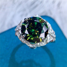 Load image into Gallery viewer, 5 Carat Green Color Round Cut Vintage Butterfly Shank Floating Halo Moissanite Ring