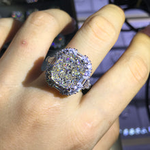 Load image into Gallery viewer, 8 Carat Cushion Cut Moissanite Ring G-H Colorless Double Claw Halo Three Stone