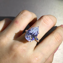 Load image into Gallery viewer, 6 Carat Pear Cut Moissanite Ring 7 Prong Solitaire VVS G-H Colorless