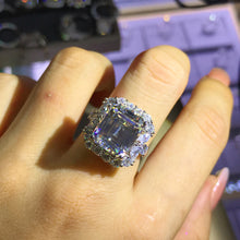 Load image into Gallery viewer, 6 Carat Emerald Cut Moissanite Ring Halo Plain Shank VVS G-H Colorless