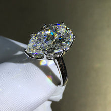 Load image into Gallery viewer, 6 Carat Pear Cut Moissanite Ring 7 Prong Solitaire VVS G-H Colorless