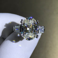 Load image into Gallery viewer, 6 Carat Oval Cut Moissanite Ring Double Prong Basket Three Stone VVS G-H Colorless