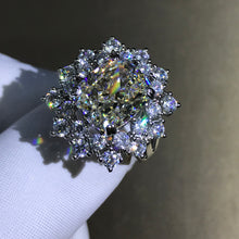 Load image into Gallery viewer, 6 Carat Cushion Cut Moissanite Ring Double Floating Halo Starburst G-H Colorless