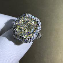 Load image into Gallery viewer, 8 Carat Cushion Cut Moissanite Ring G-H Colorless Double Claw Halo Three Stone