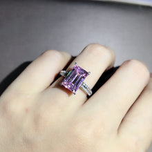 Load image into Gallery viewer, 4 Carat Emerald Cut Moissanite Pink Basket Bead-set Band