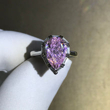 Load image into Gallery viewer, 4 Carat Pear Cut Moissanite Pink Halo Pinched Shank