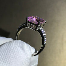 Load image into Gallery viewer, 4 Carat Emerald Cut Moissanite Pink Basket Bead-set Band