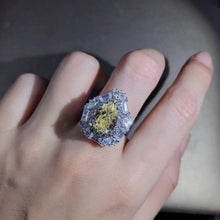 Load image into Gallery viewer, 4 Carat Pear Cut Moissanite Ring Vivid Yellow VVS Double Halo