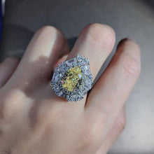 Load image into Gallery viewer, 4 Carat Pear Cut Moissanite Ring Vivid Yellow VVS Double Halo