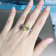 Load image into Gallery viewer, 6 Carat Canary Pear Cut Moissanite Ring Vivid Yellow VVS Three Stone